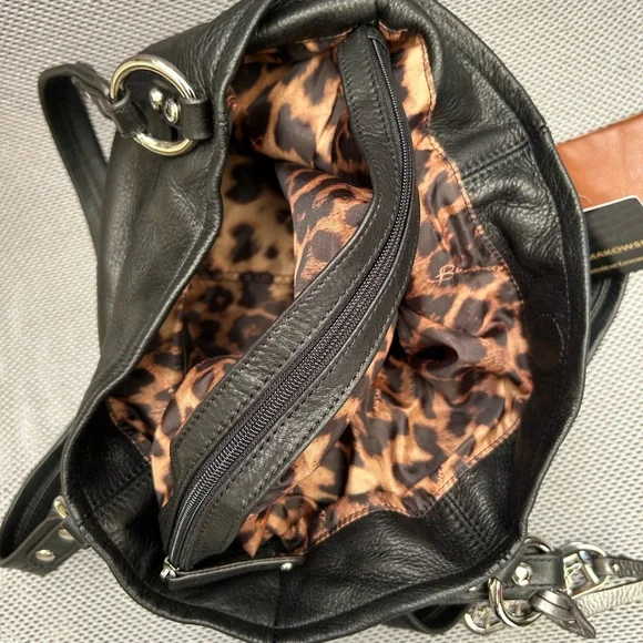 B. Makowsky Black Leather Large Tote - Picture 7 of 11